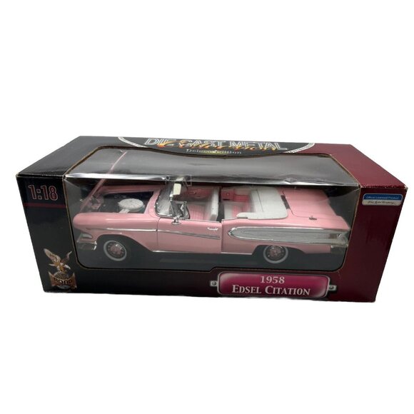 1:18 Road Signature -1958 Edsel Citation Convertible Diecast Model Pink/White - Picture 1 of 7